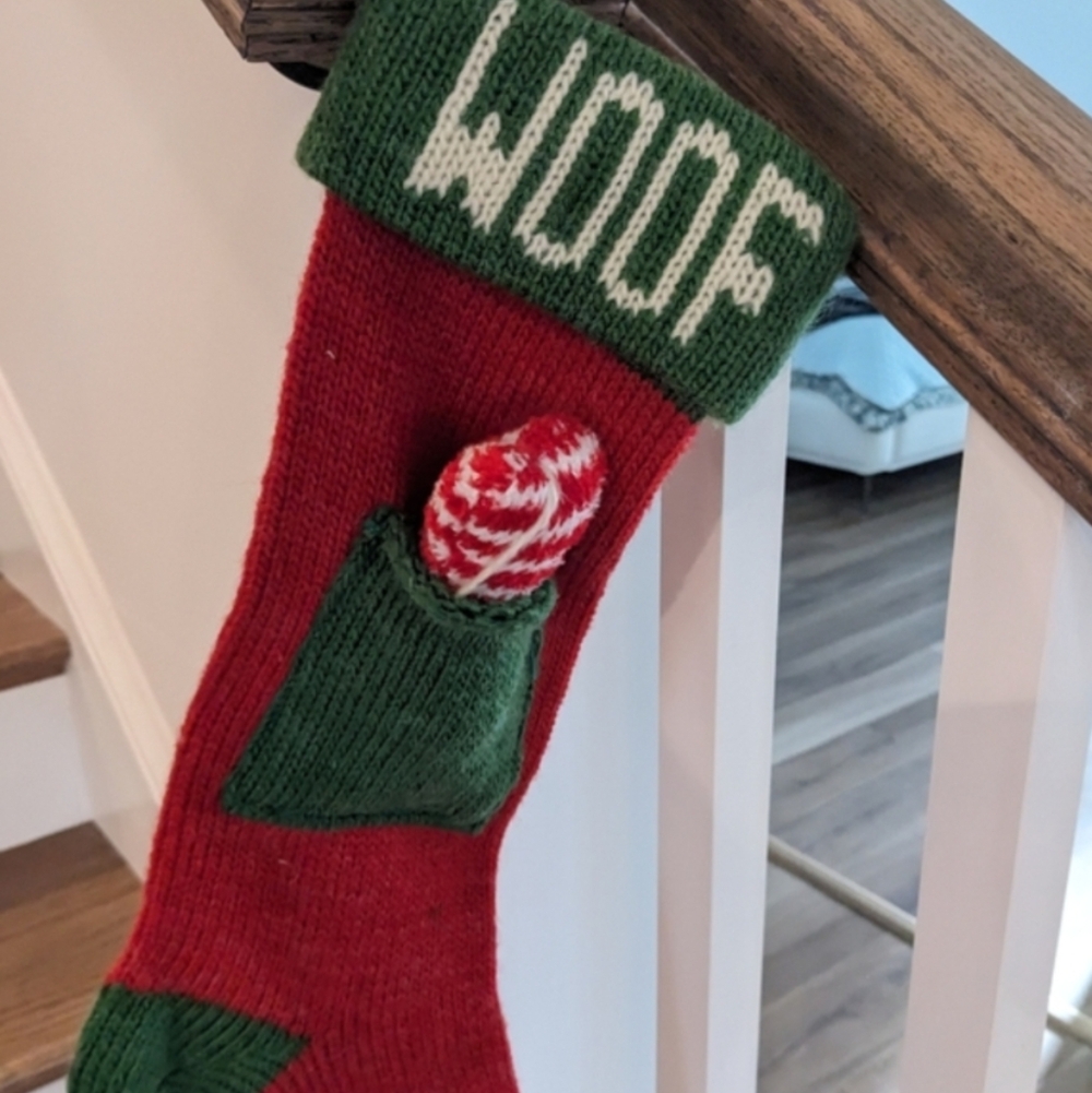 Christmas Stocking with Striped Bone For Dog